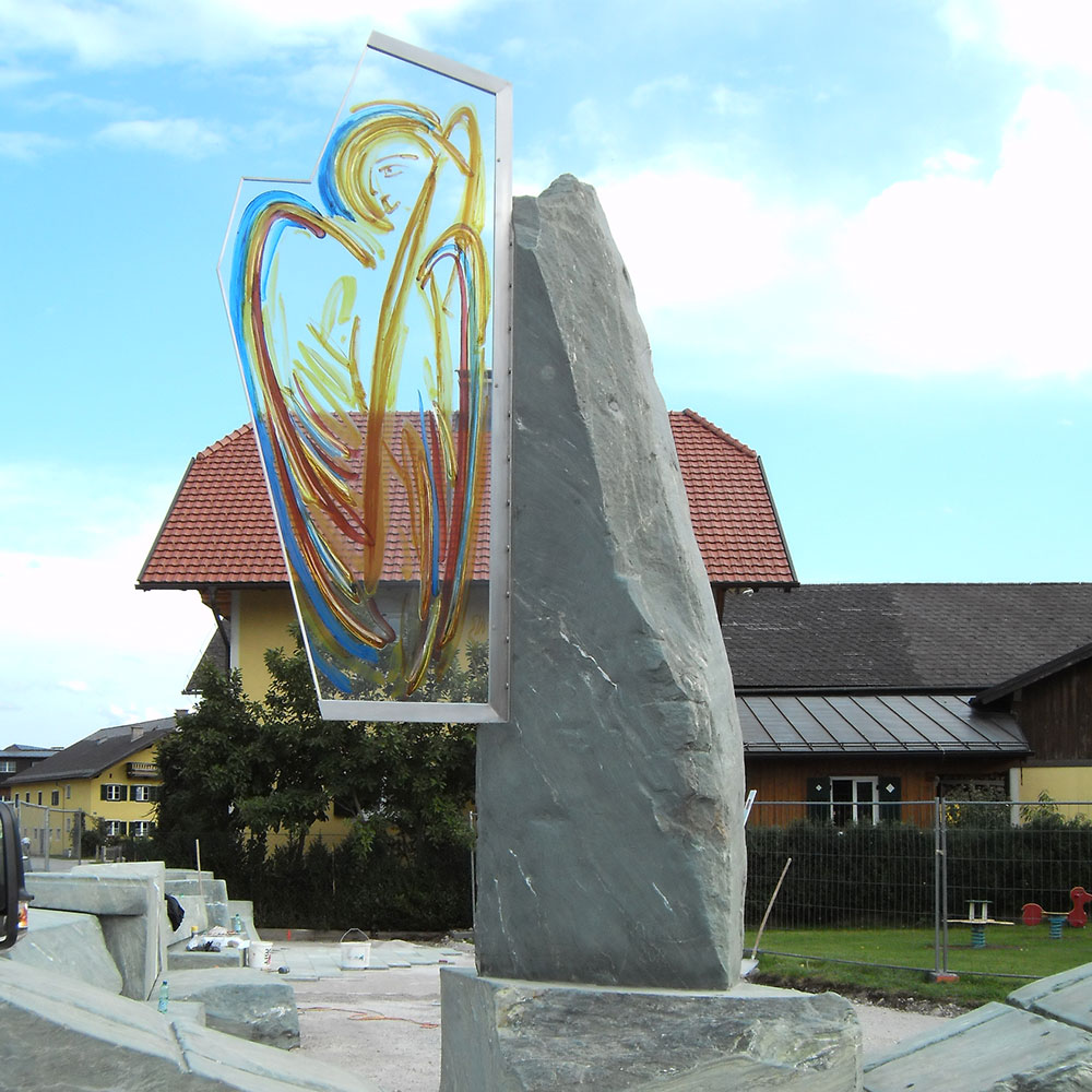 Full view of JOHANN WEYRINGER glass sculpture in WALS, AUSTRIA